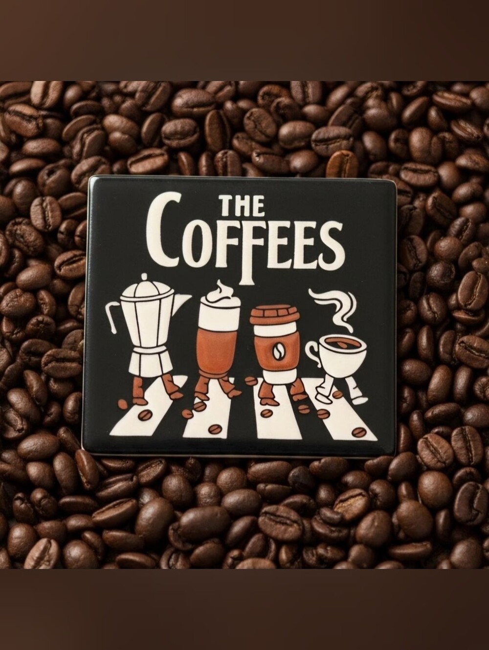 The Coffees Abbey Road Parody Funny Music & Coffee Lover Pop Culture Pin Lapel